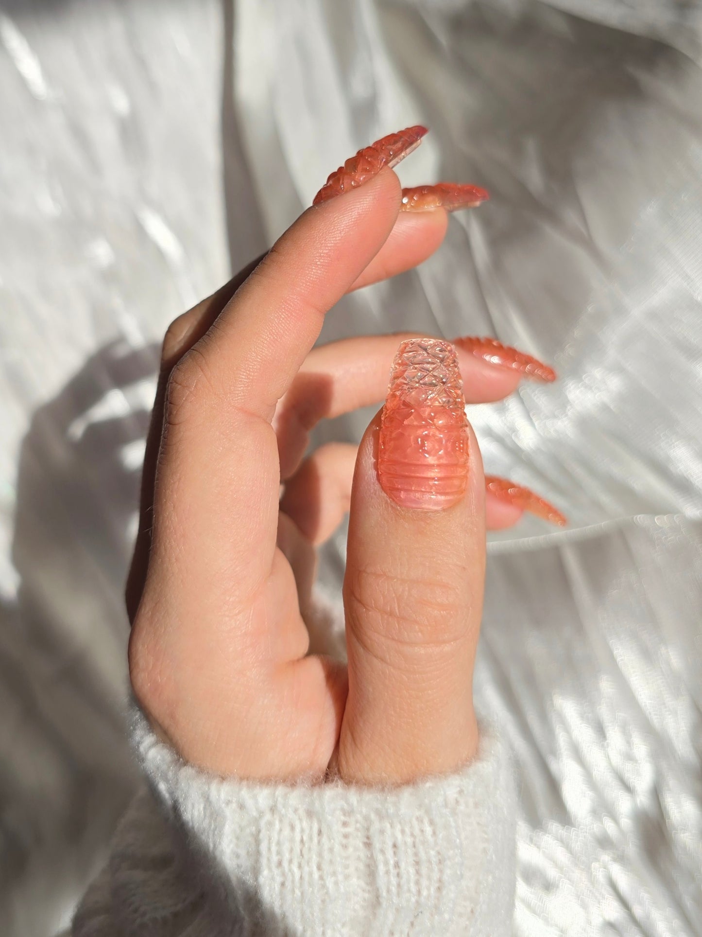 Light Pink Vintage Depression Glass Press On Nails