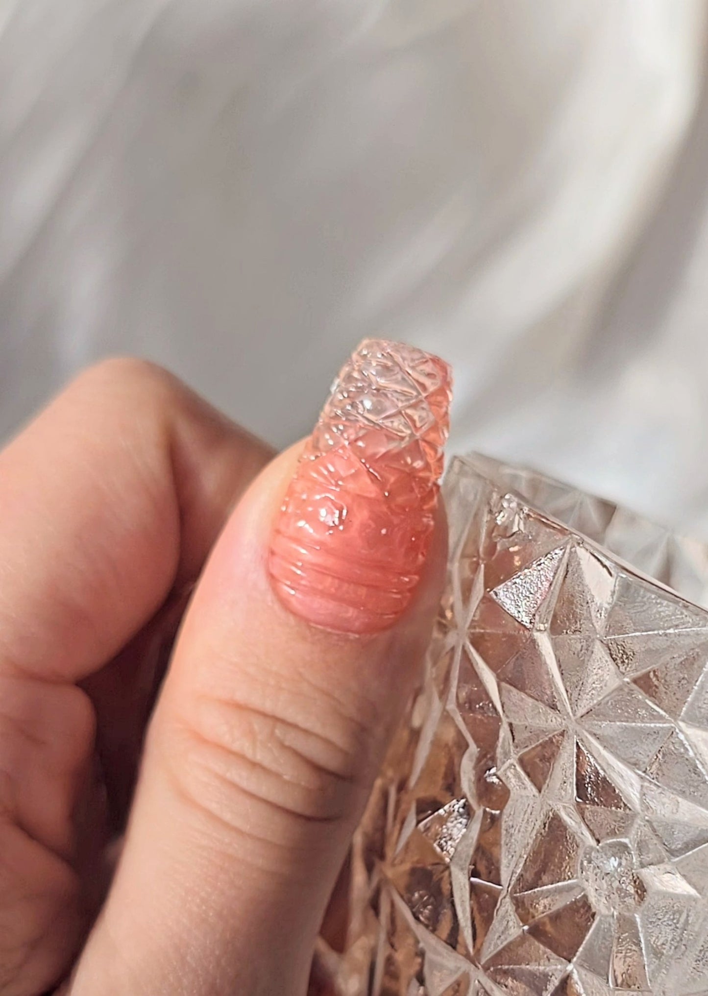 Light Pink Vintage Depression Glass Press On Nails