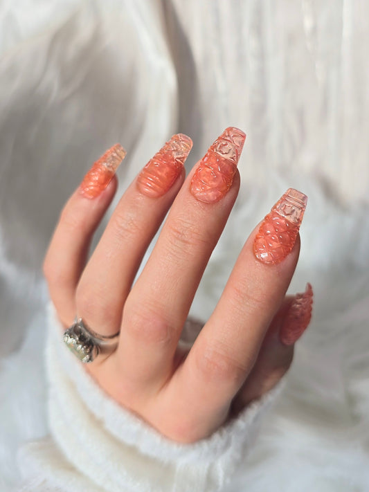 Light Pink Vintage Depression Glass Press On Nails