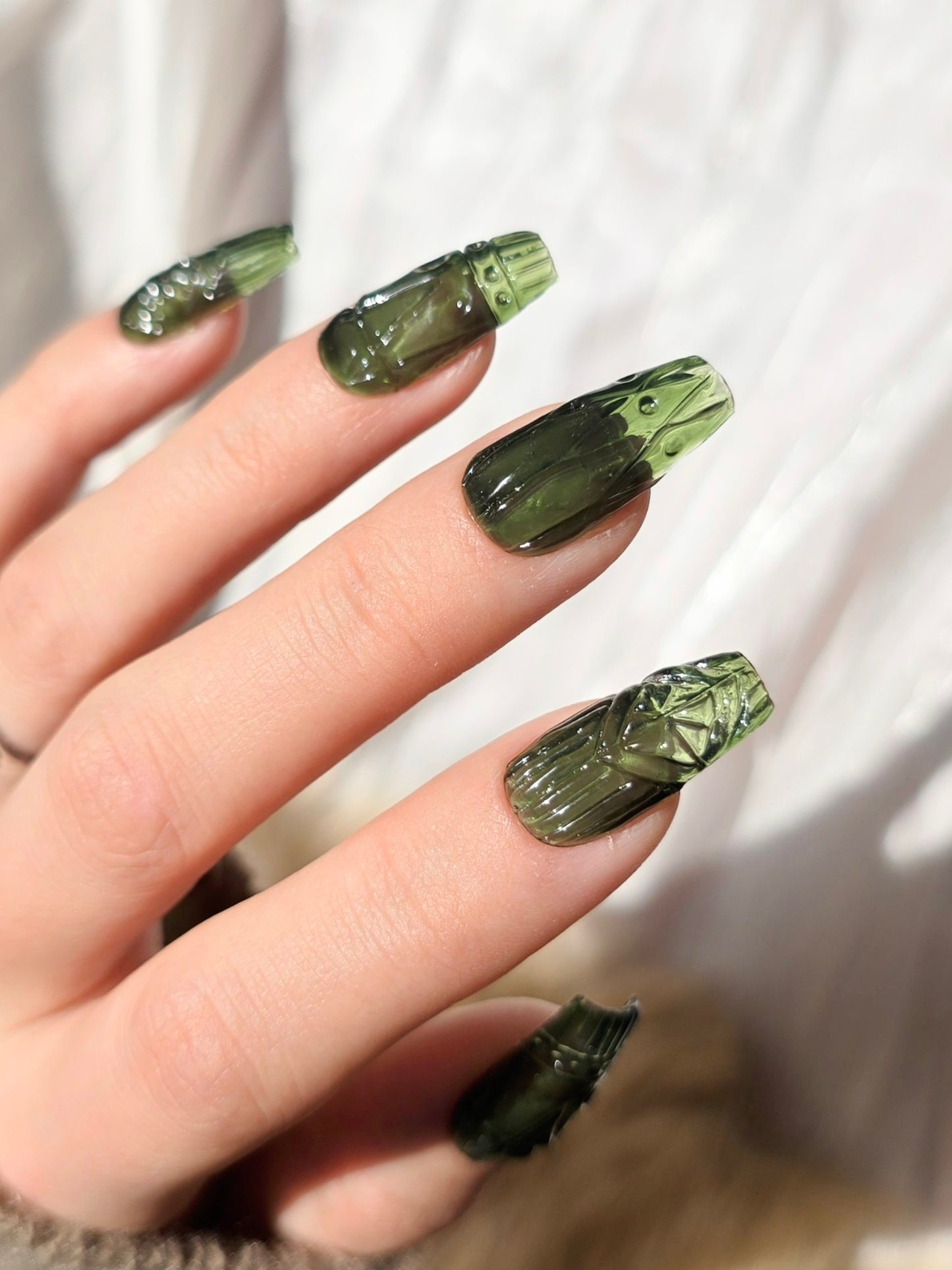 Green Vintage Glass Nails