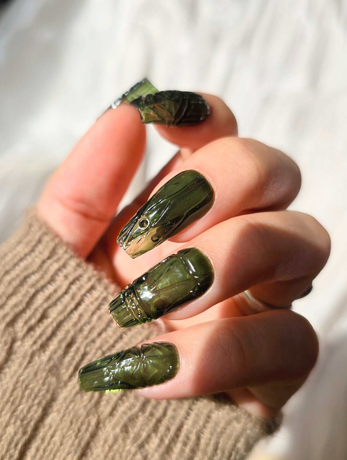 Green Vintage Glass Nails