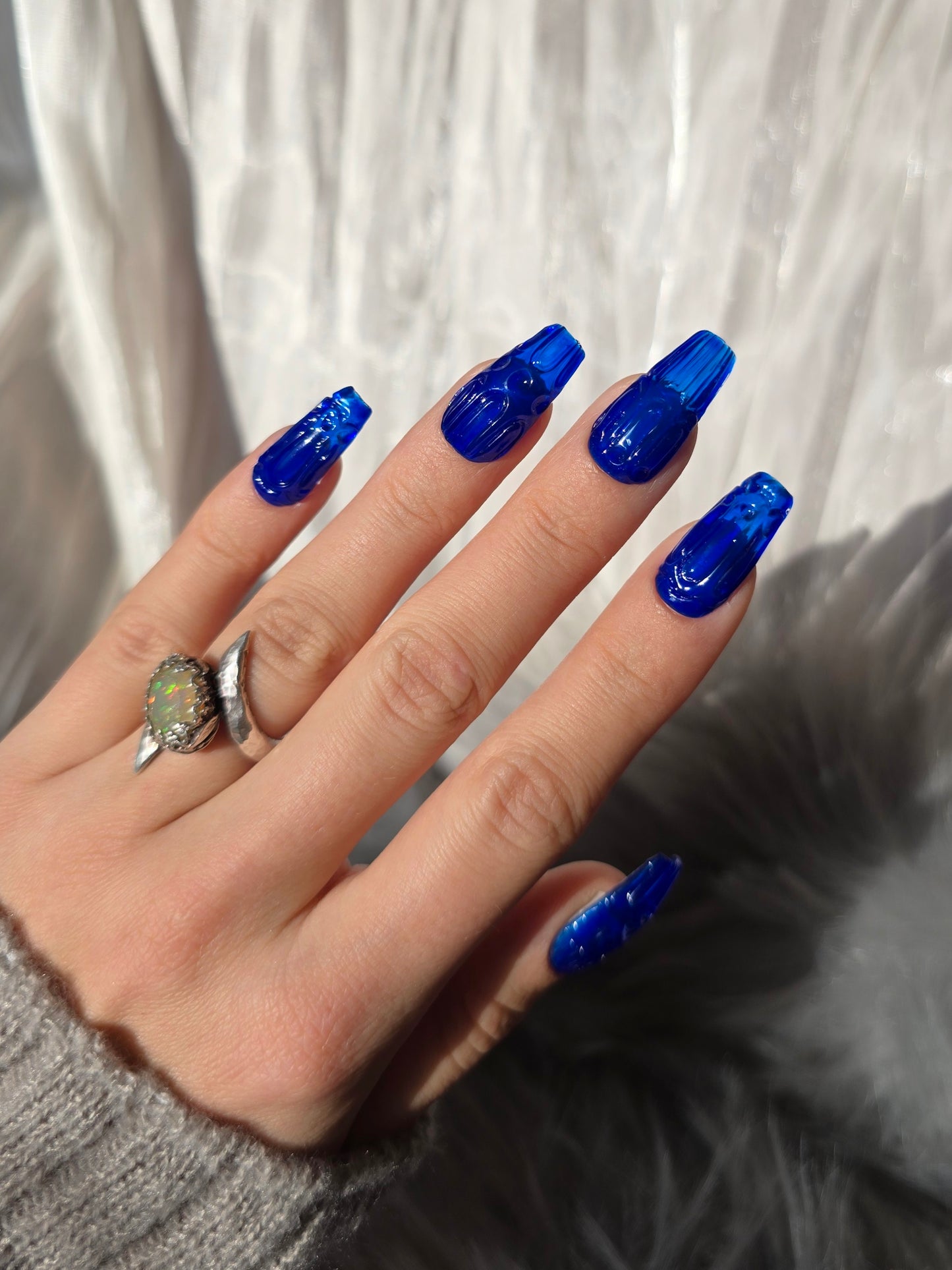 Dark Cobalt Blue Vintage Glass Nails