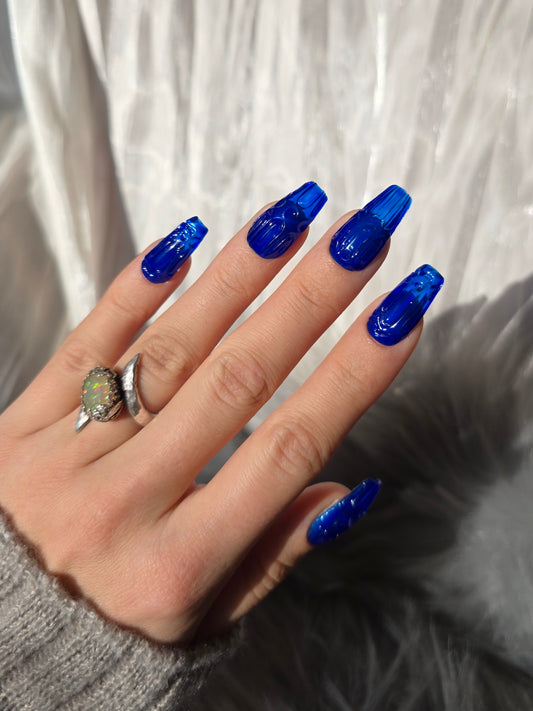 Dark Cobalt Blue Vintage Glass Nails