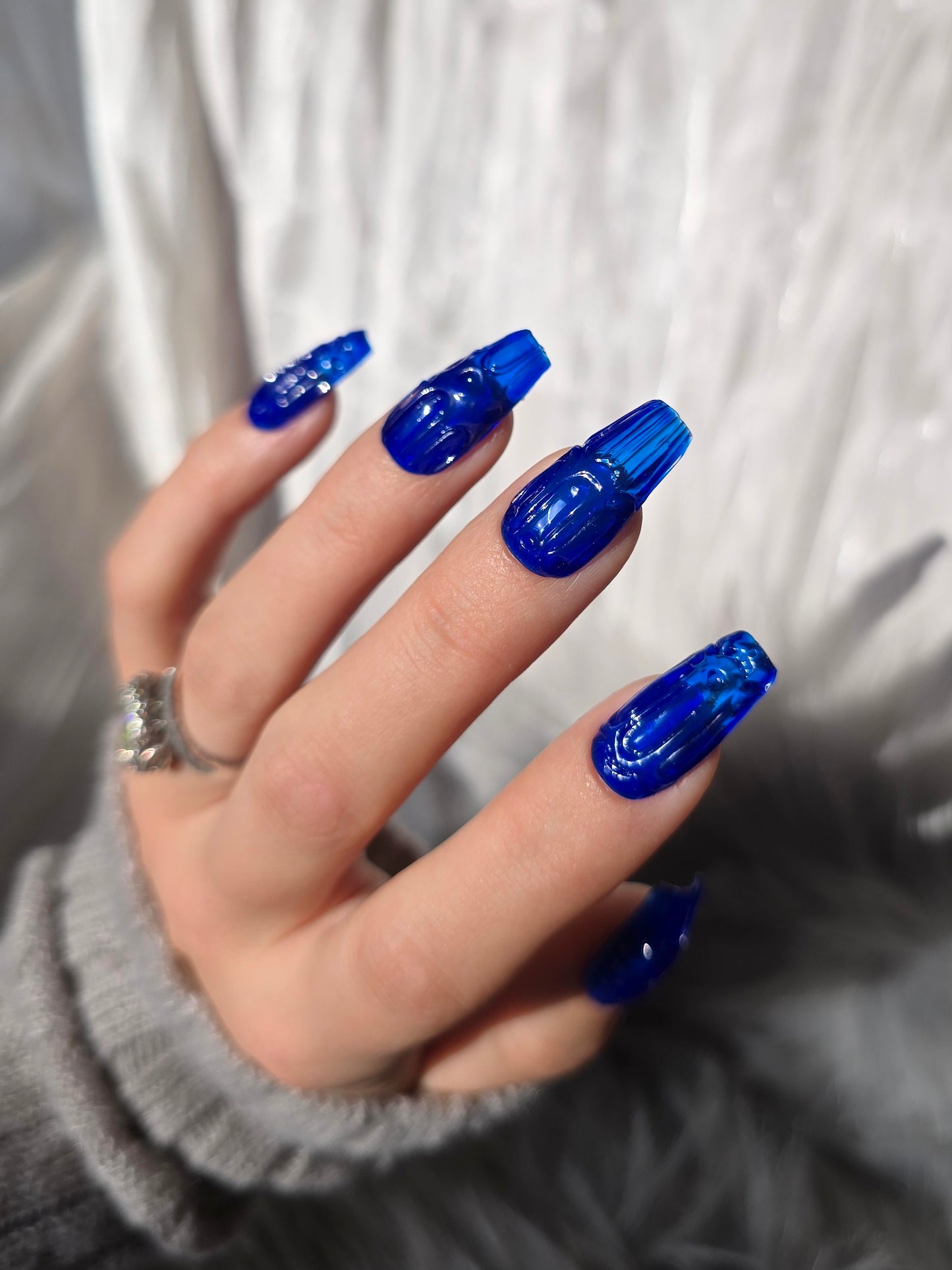 Dark Cobalt Blue Vintage Glass Nails