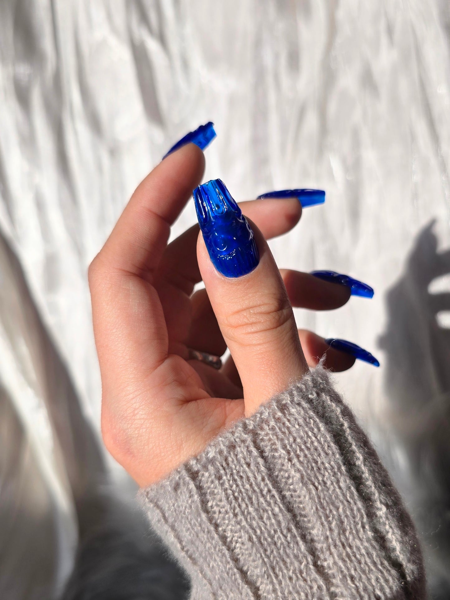 Dark Cobalt Blue Vintage Glass Nails
