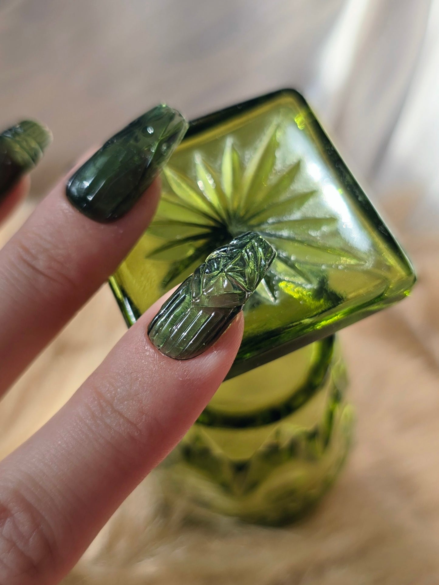Green Vintage Glass Nails