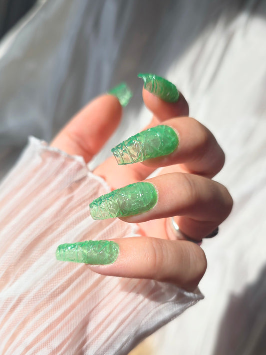 Vintage Blue Green Uranium Glass Nails