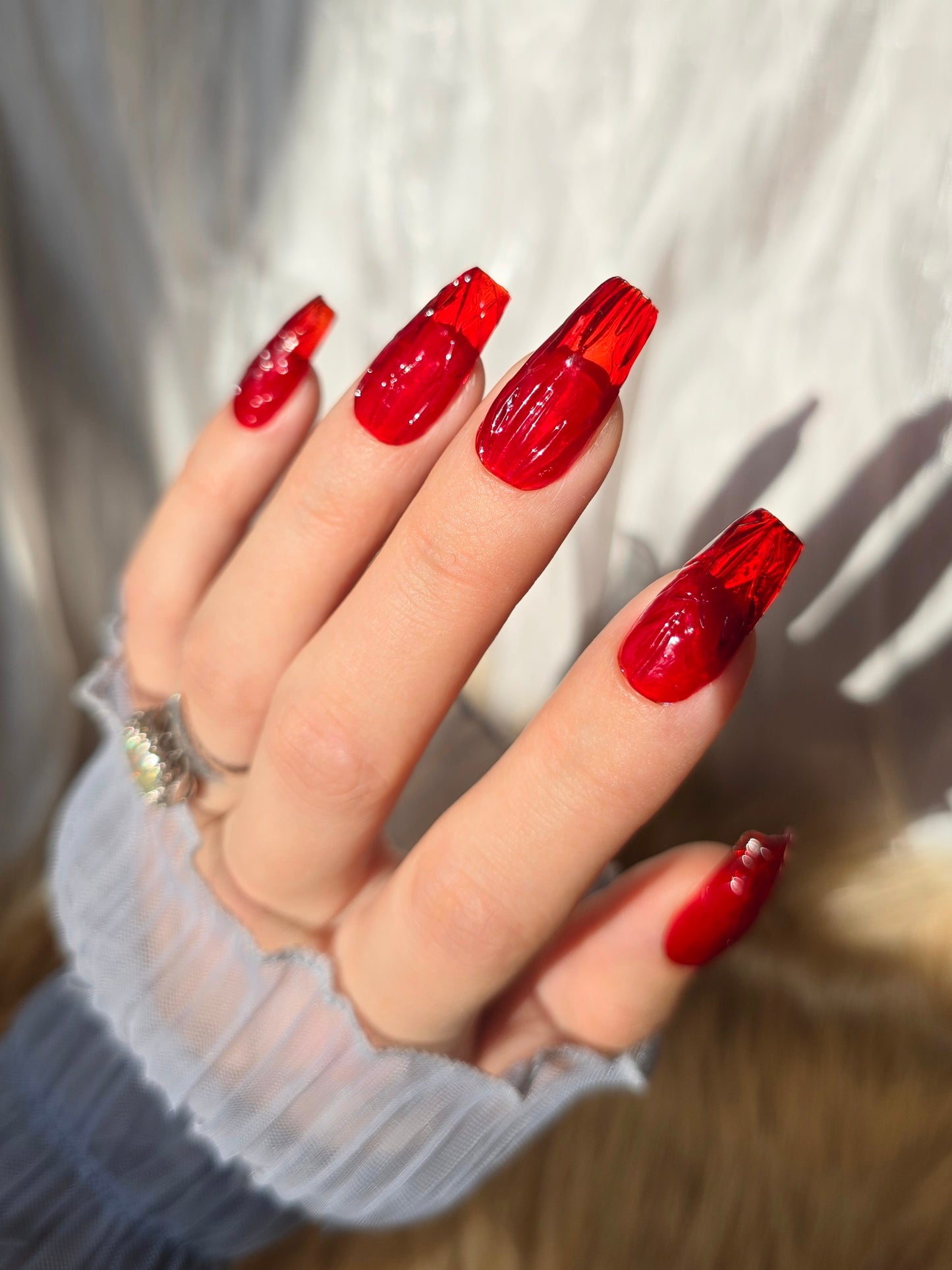 Vintage Ruby Red Glass Nails