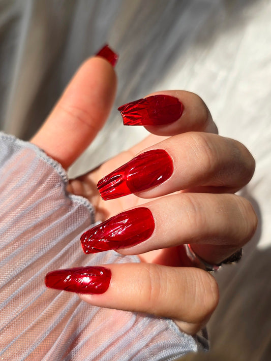 Vintage Ruby Red Glass Nails