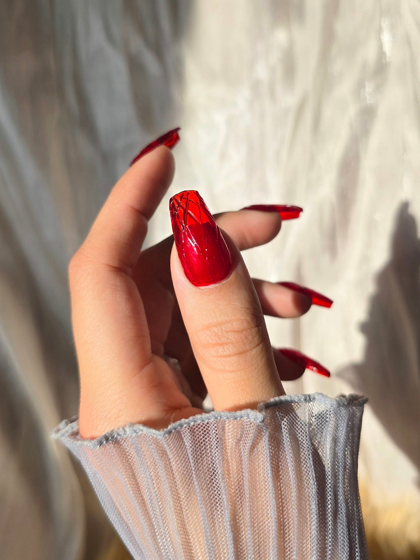 Vintage Ruby Red Glass Nails