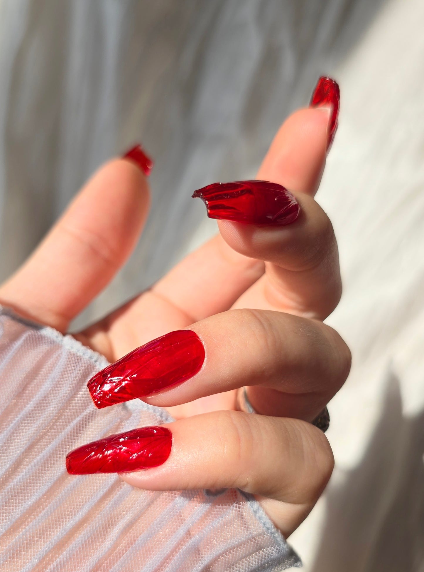 Vintage Ruby Red Glass Nails