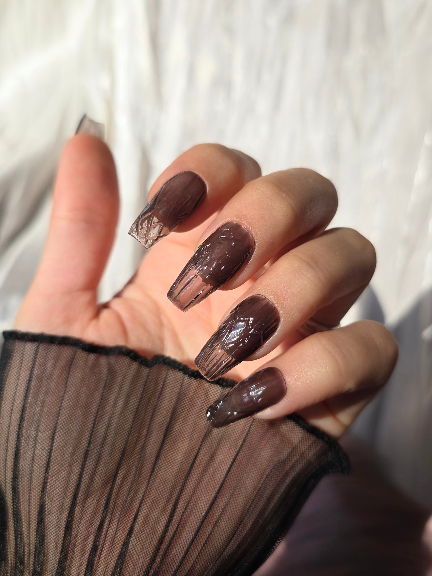 Translucent Black Smoked Glass Nails