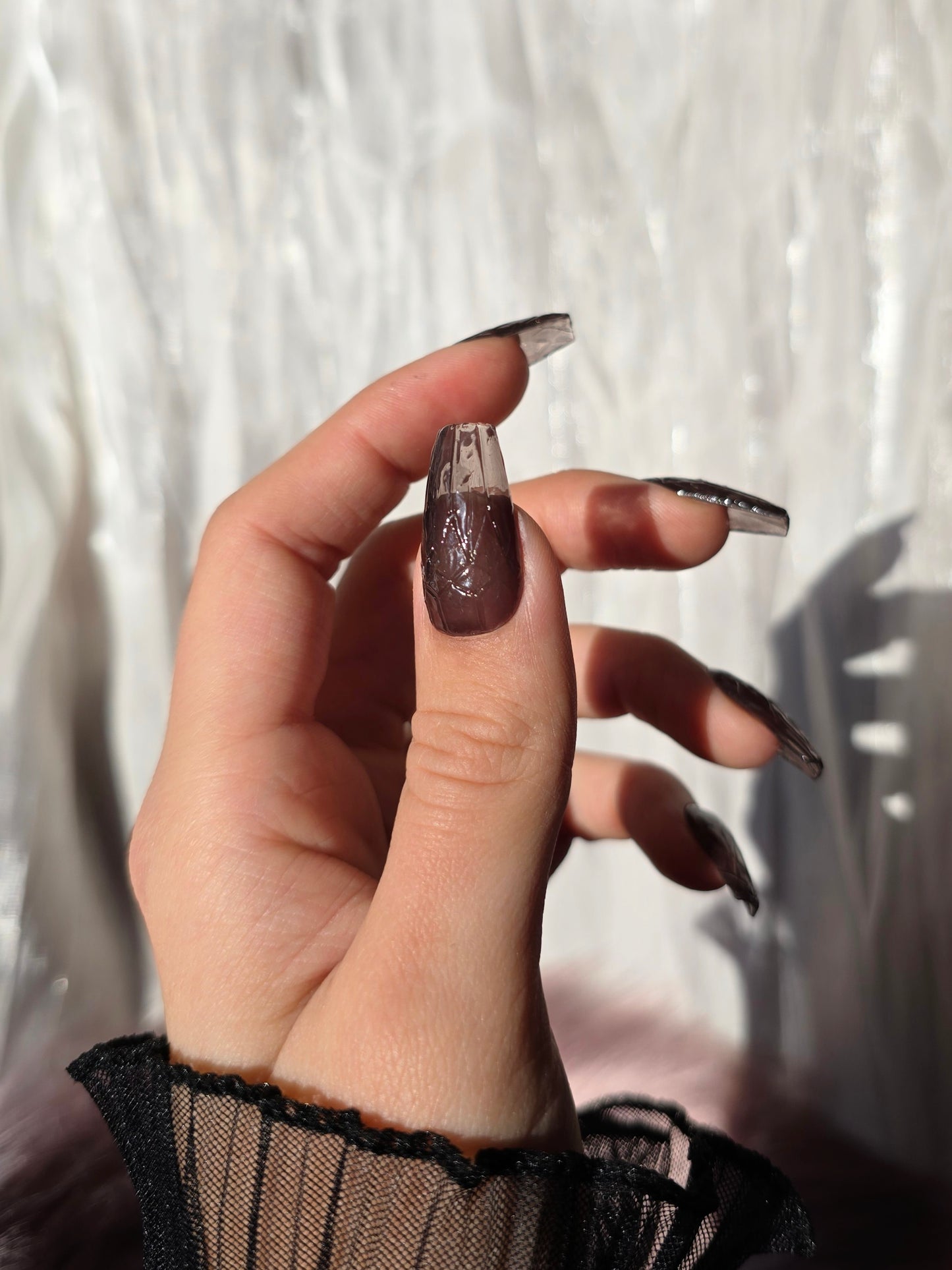 Translucent Black Smoked Glass Nails