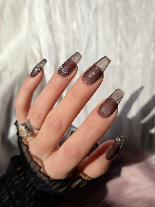 Translucent Black Smoked Glass Nails