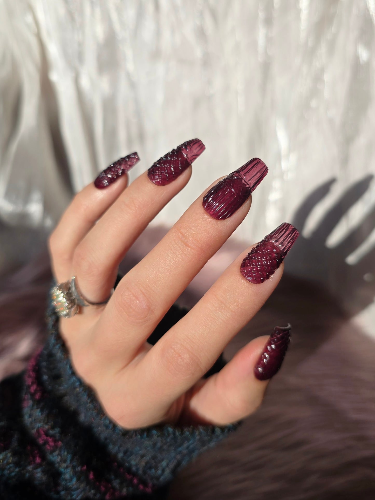 Vintage Cranberry Red Colored Glass Nails