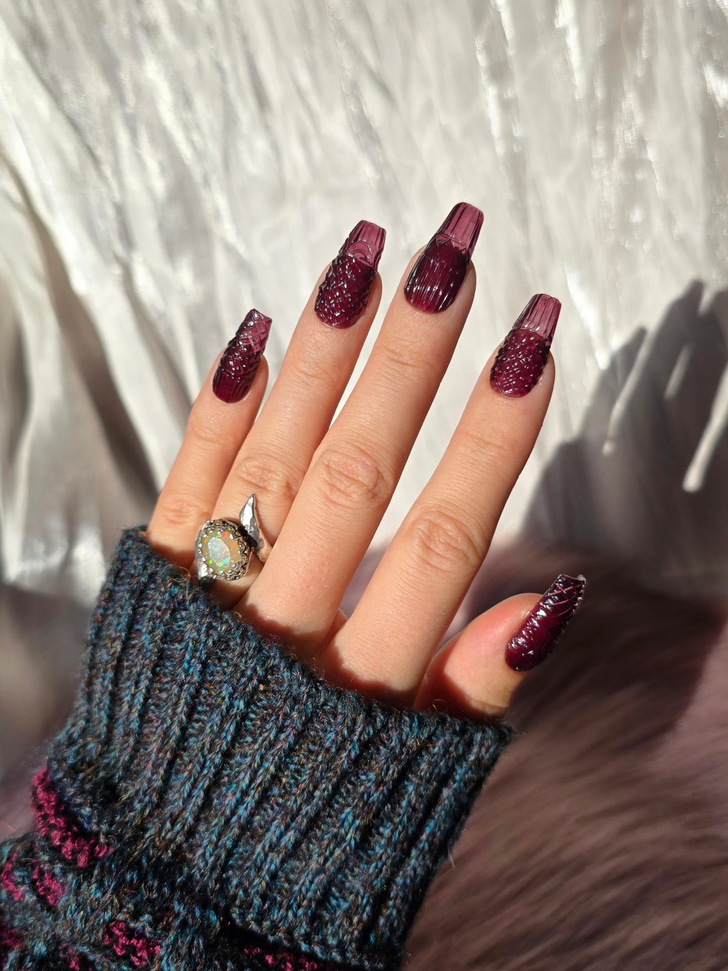 Vintage Cranberry Red Colored Glass Nails