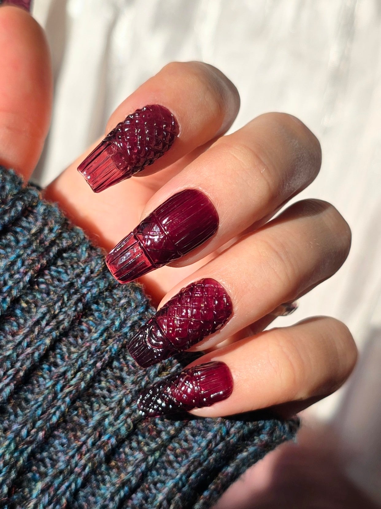 Vintage Cranberry Red Colored Glass Nails