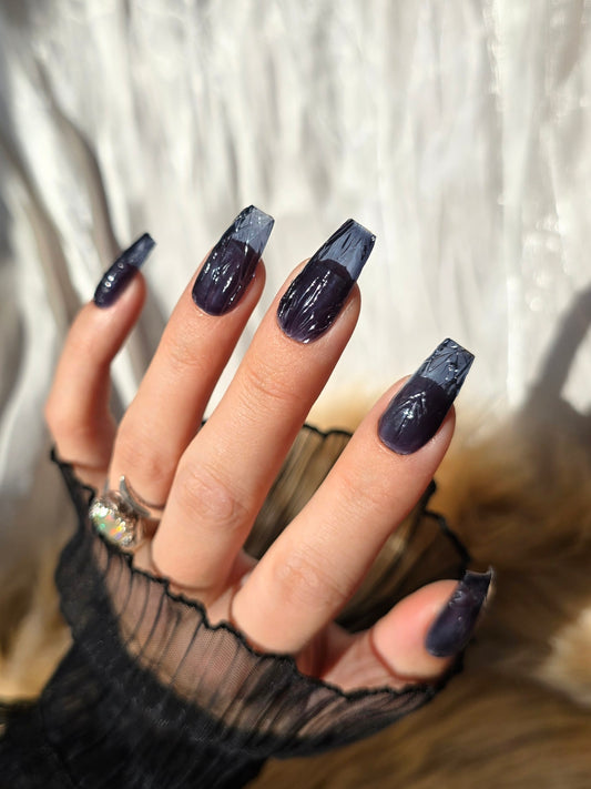 Dark Smoky Blue Vintage Glass Nails