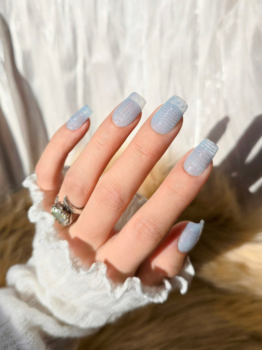 Light Blue Vintage Glass Nails