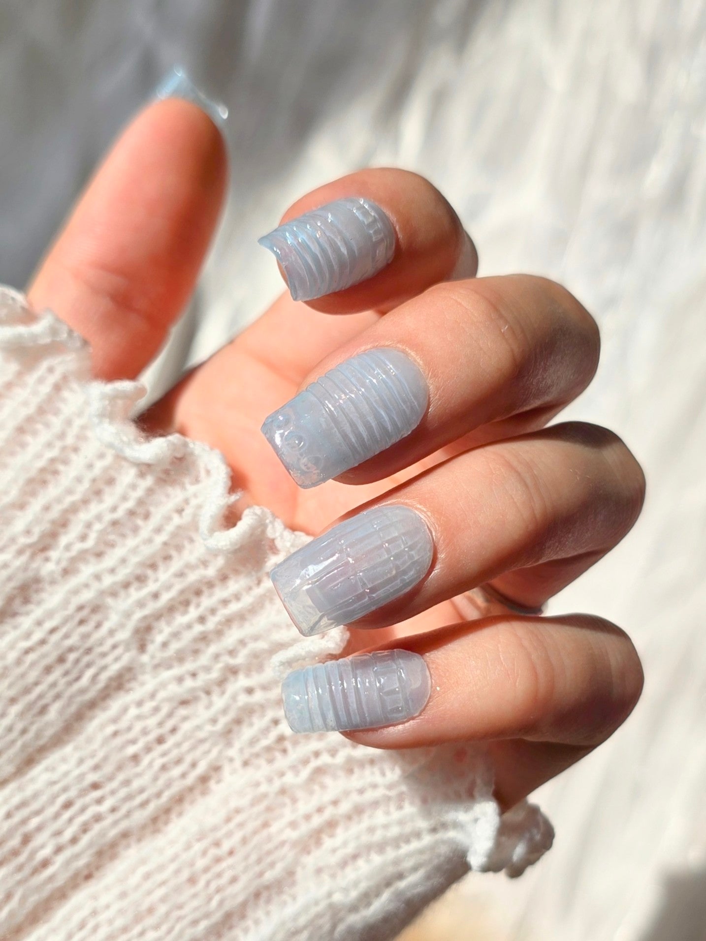 Light Blue Vintage Glass Nails
