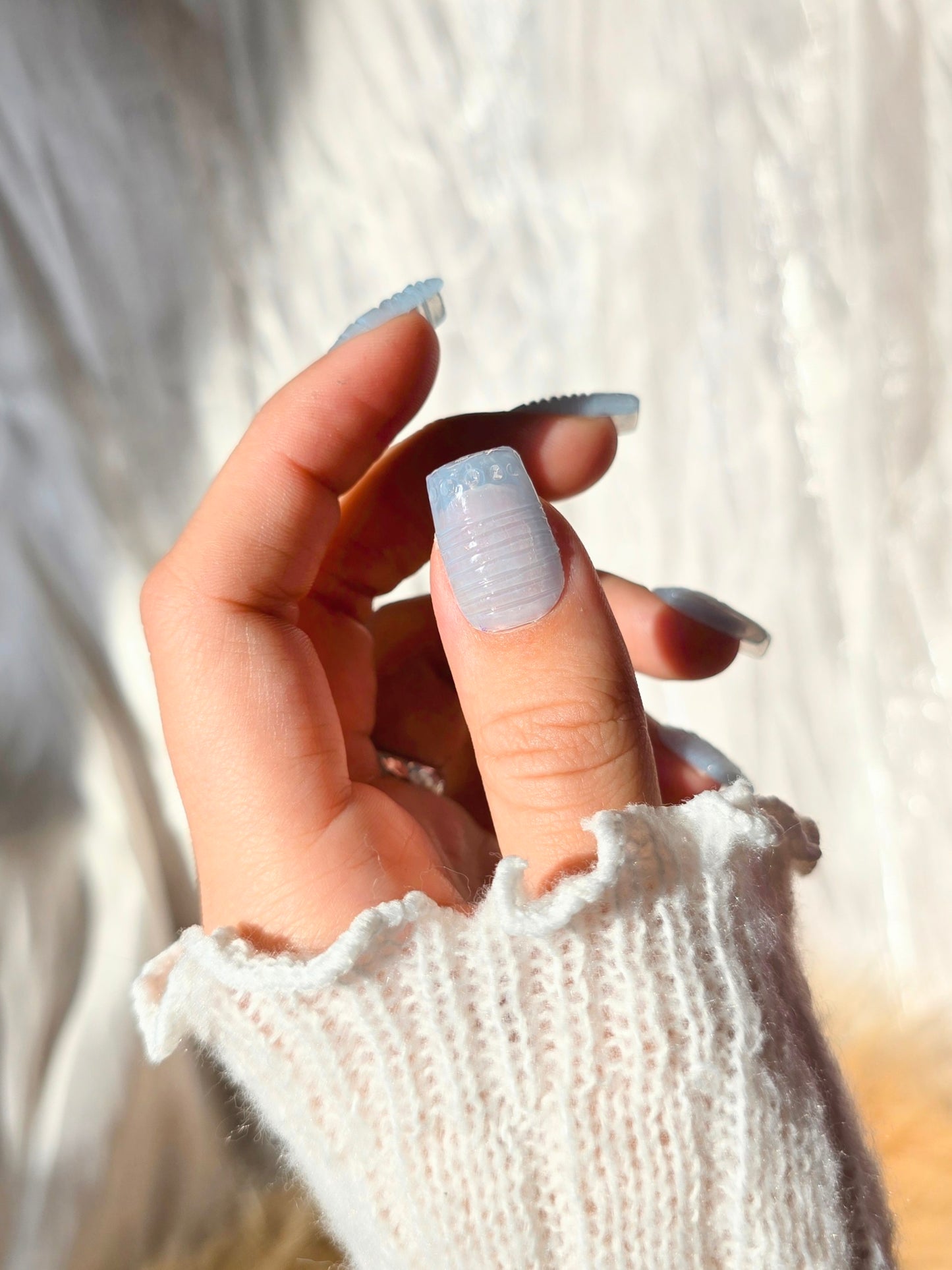 Light Blue Vintage Glass Nails