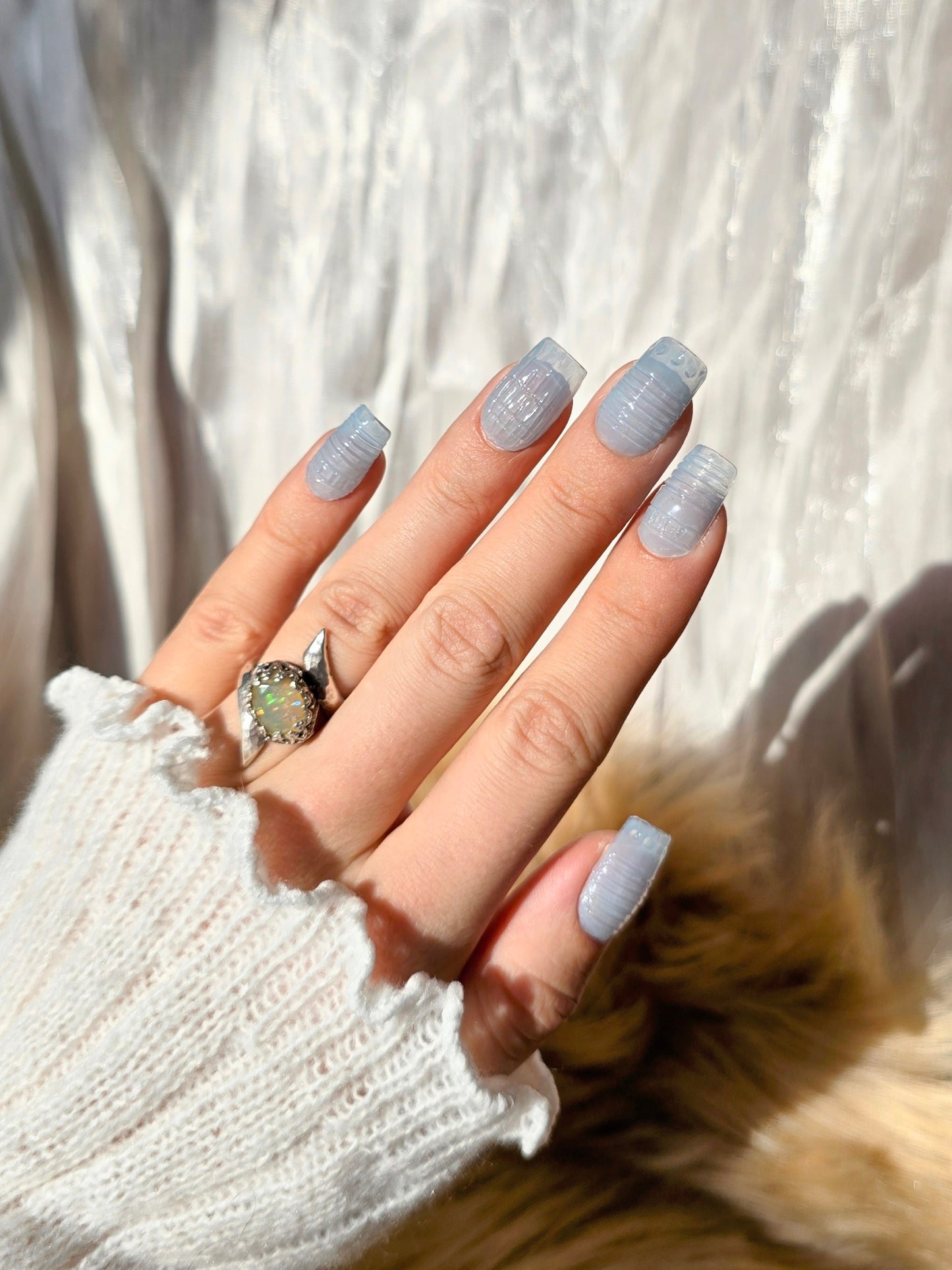 Light Blue Vintage Glass Nails