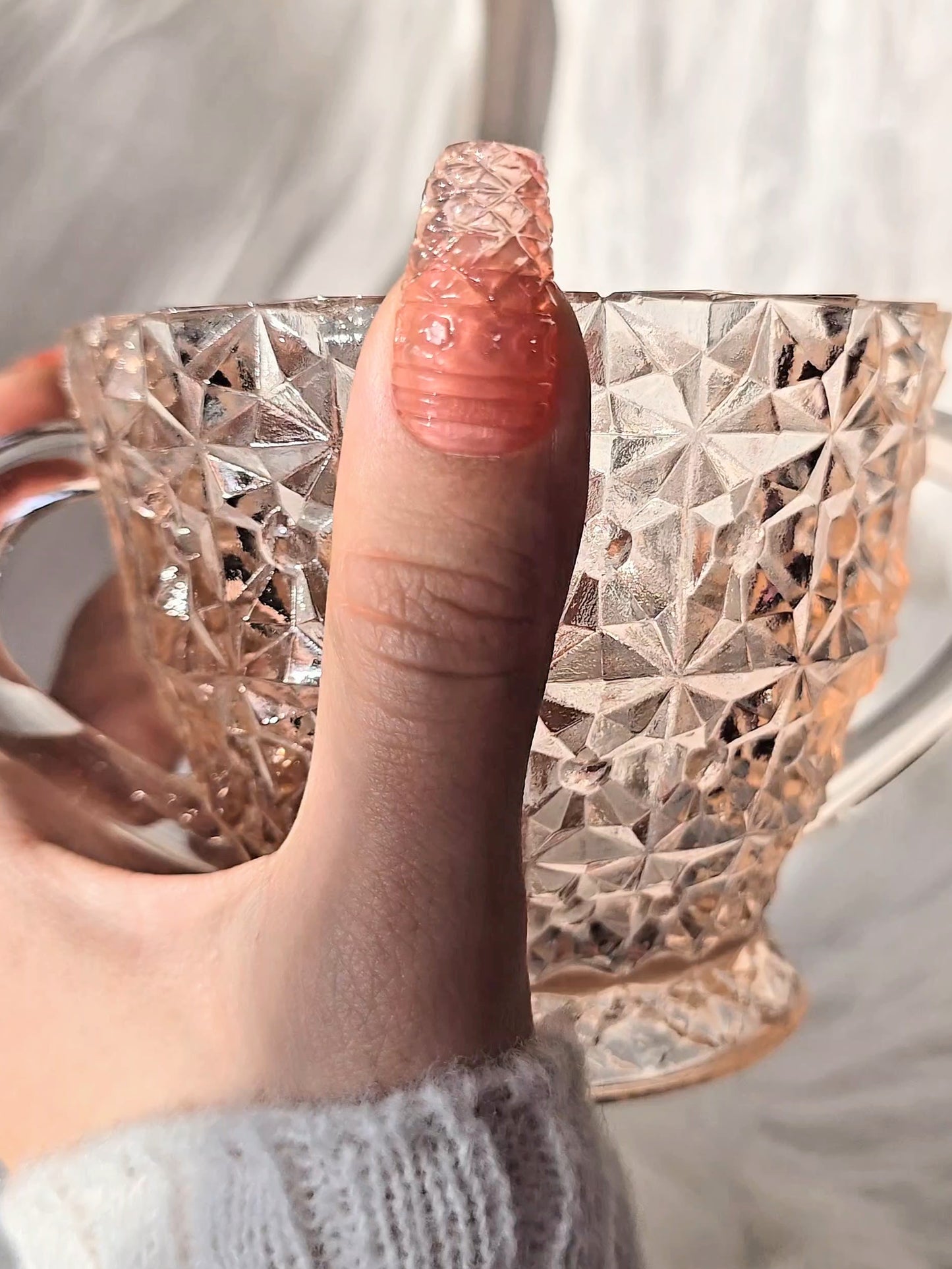 Light Pink Vintage Depression Glass Press On Nails